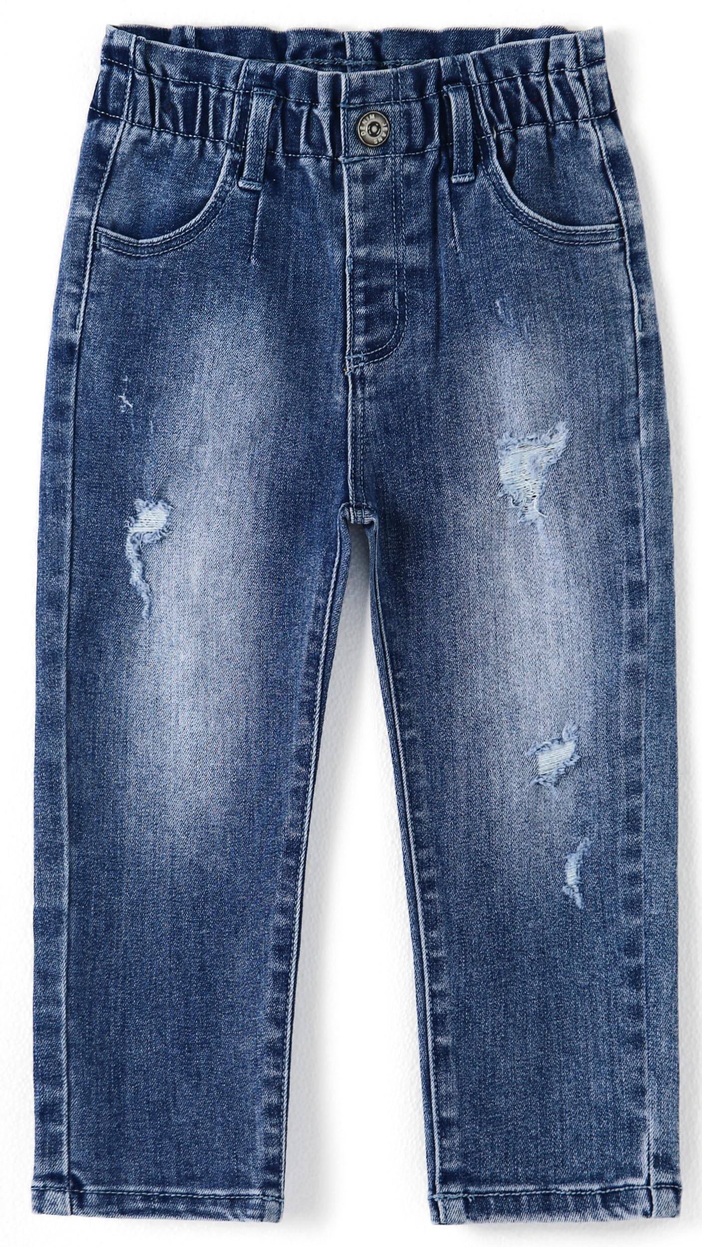 KIDSCOOL SPACE Pantalone in Denim con Volant ed Elastico in Vita per Bambine