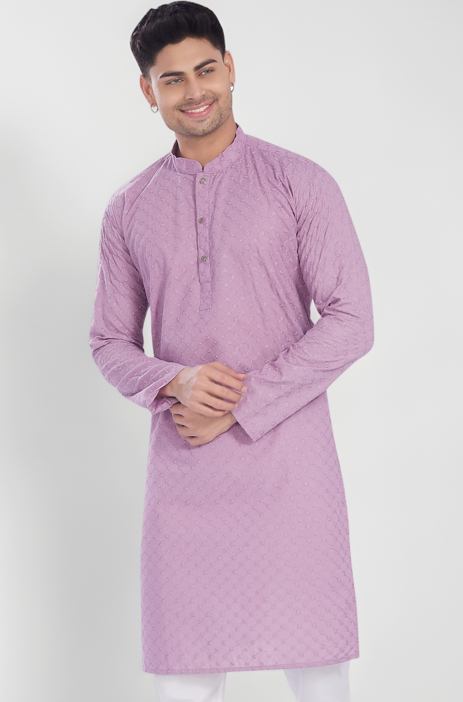 Men's Thread Embroidered Cotton Only Slim Fit Kurta