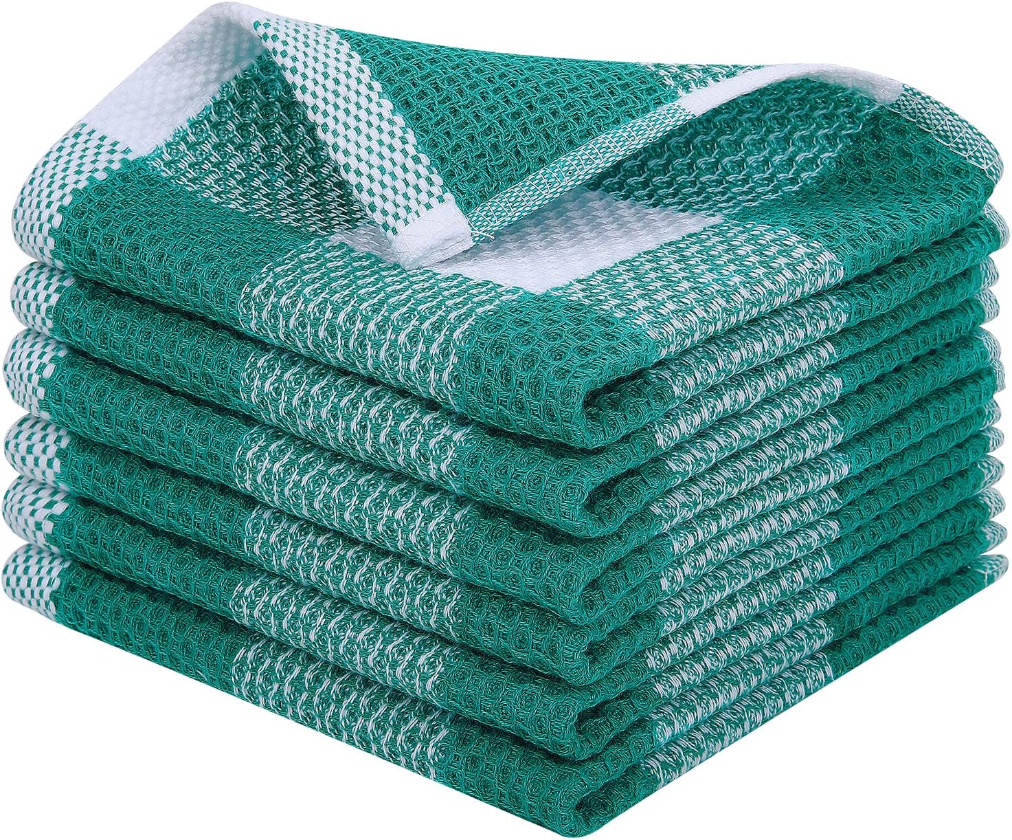 Mordimy 100 Cotton Waffle Weave Check Plaid Dish Cloths, 6