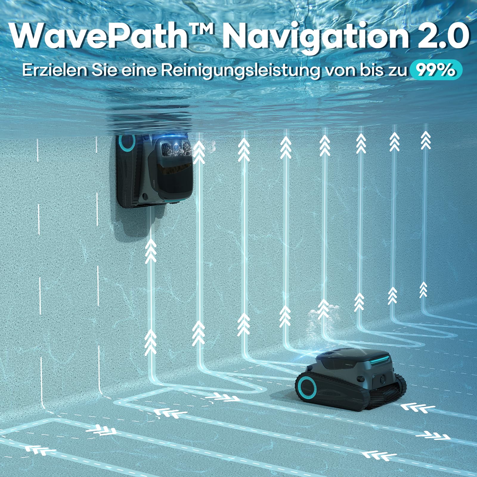 AIPER Scuba S1 Pro Poolroboter Boden und Wand mit Wasserlinienreinigung, Intelligenter Navigation, 180 Minuten Batterielaufzeit, Poolsauger Ideal für Eingelassene Pools bis zu 200㎡ (Generalüberholt)