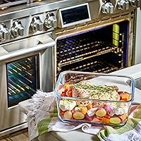 Vista 7 de Extra Large Oven Safe Glass Food Storage Container with Airtight Locking Lid & Handle. 6500ml / 220oz / 28 Cup - Storing Lunch Food, Vegetables