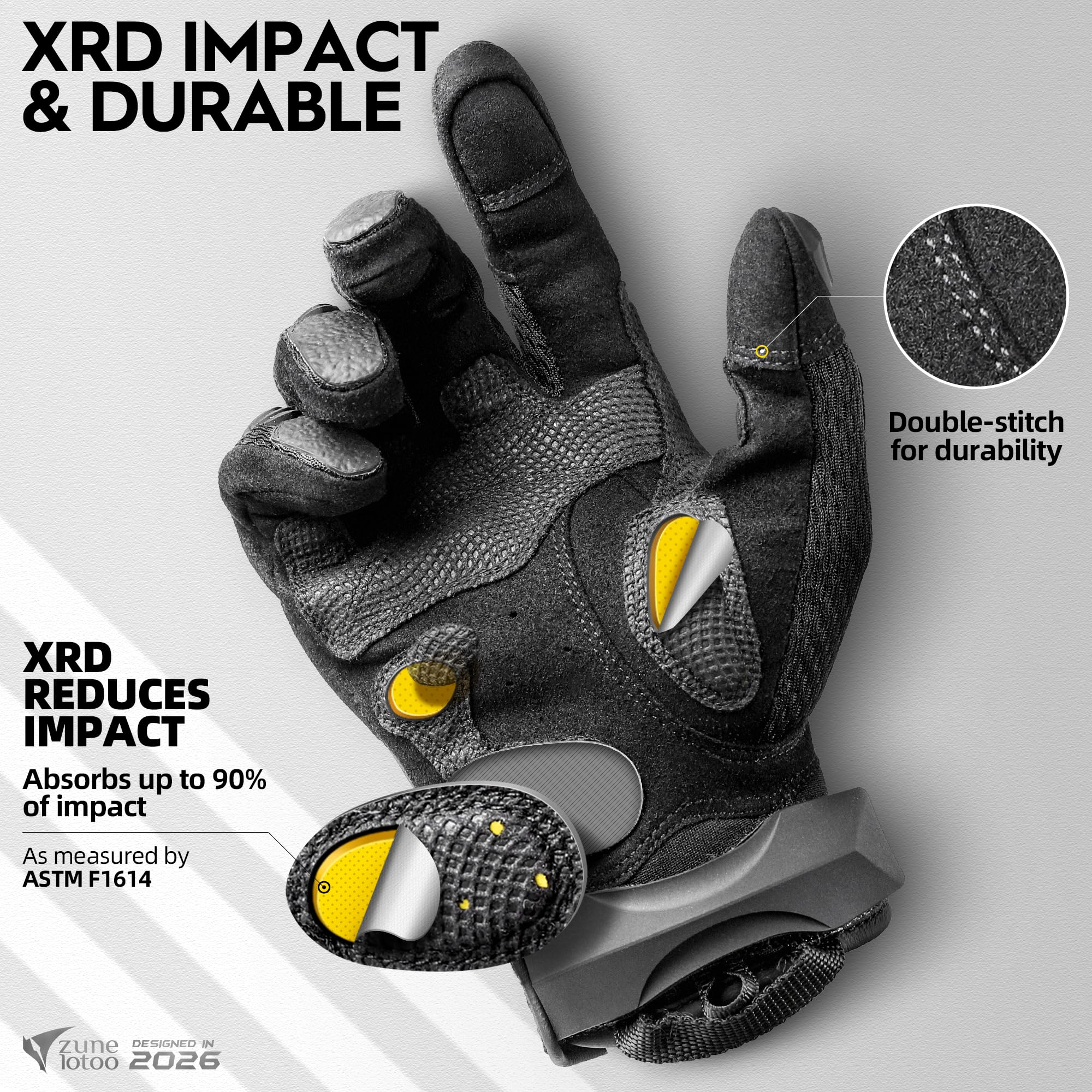 Zune Lotoo Gants Tactiques Militaire pour Homme, Gants de Moto à Écran Tactile en Matériau TPR Résistant aux Chocs avec Coussinets de Paume XRD pour Airsoft Paintball Motocross Escalade Course - 3