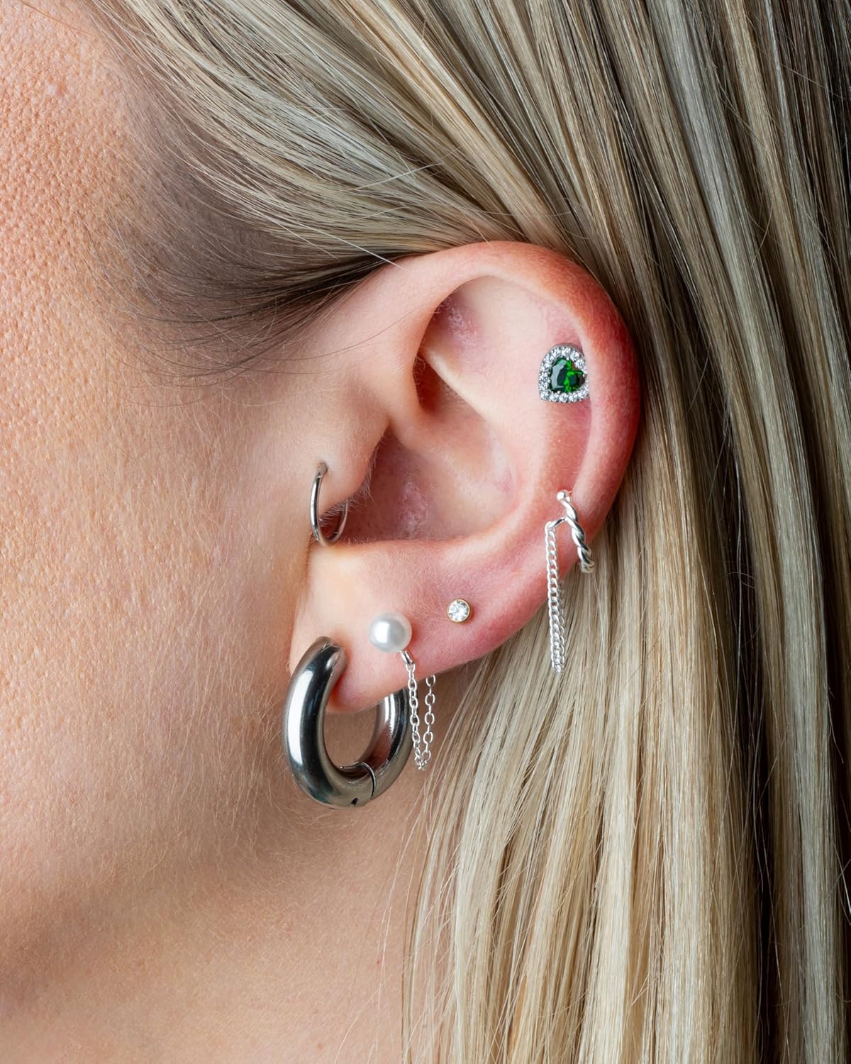 316L Stainless Steel 5mm Thick Round Hinged Hoop Earrings - Image 3