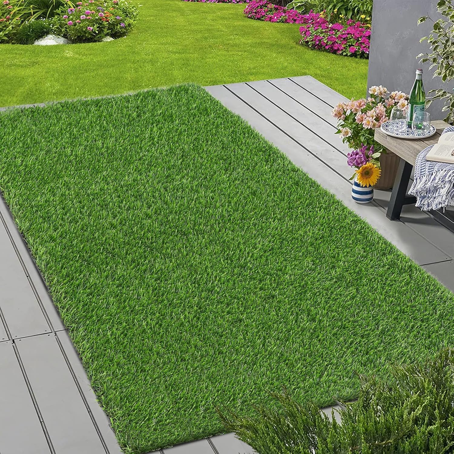 Artificial Grass Carpet Soft, Eco-Friendly Grass Mat for Balcony, Lawn, Garden & Outdoor Décor – UV Resistant, Durable & Easy to Maintain(Green, 6.5 X 30 Feet)-image-25