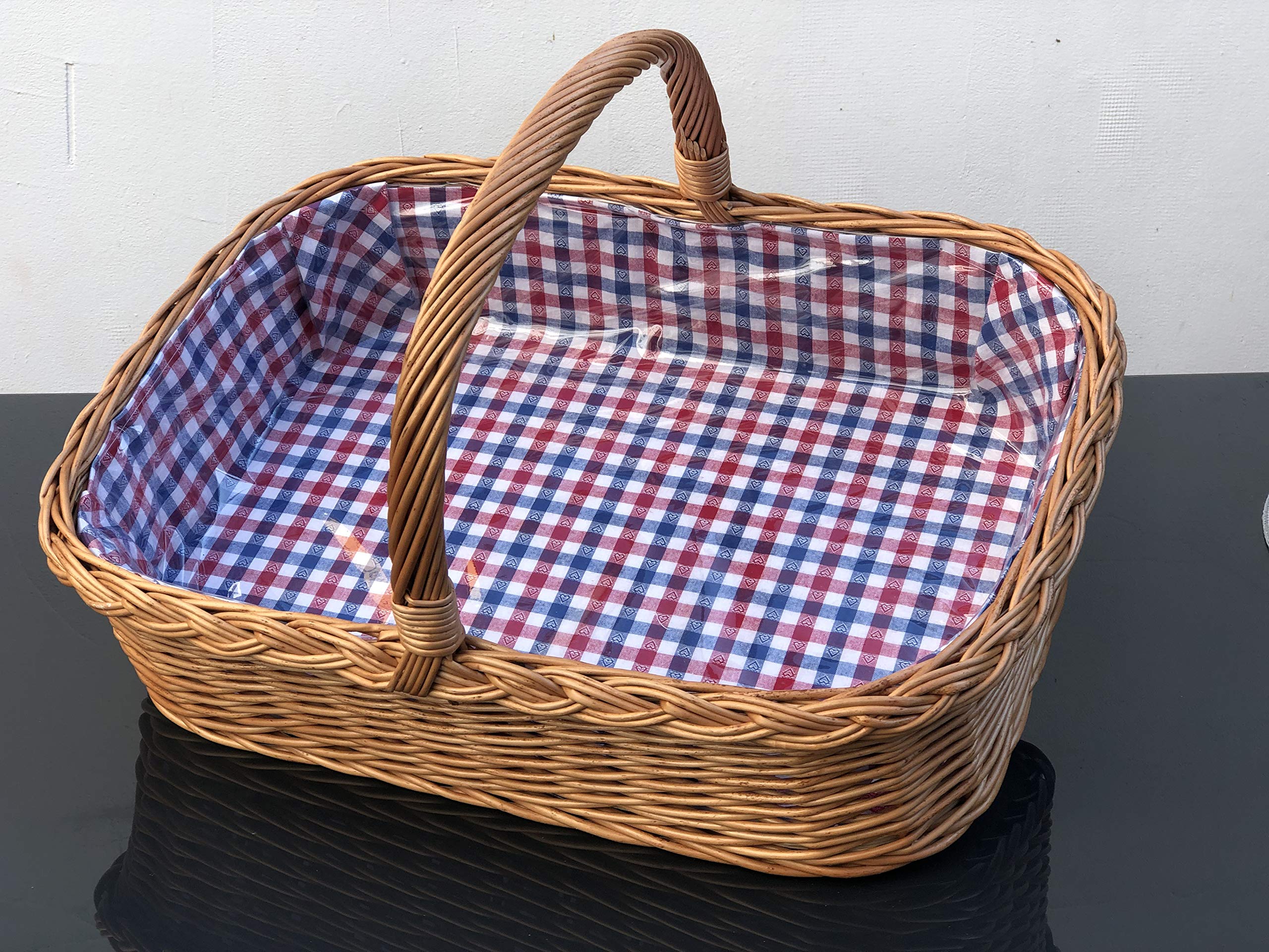 Bukora® Tray with Chequered Pattern Blue Red White with Hearts