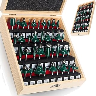 PEALIFE 37 Bits Router Bit Set 1/4 Inch Shank, Door Cabinet Drawer Router Bits Sets 45# Carbon Steel YG6x Alloy Blade - Professional for Commercial Users and Beginners(1/4-round Nose bit)