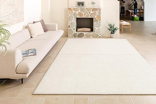 Miniatura 6 de Parklon Tapete de juego acolchado ultrasuave para bebé (gelatina terrazo + beige salvia, de una pieza, reversible, resistente al agua, grande)