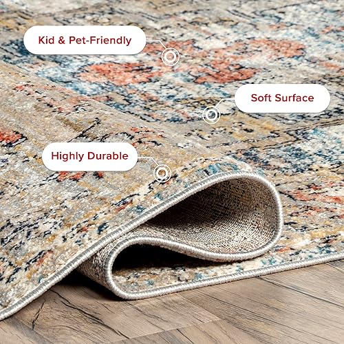 Miniatura 4 de nuLOOM Marley - Alfombra tradicional con flecos de medallón, 5 pies, color beige