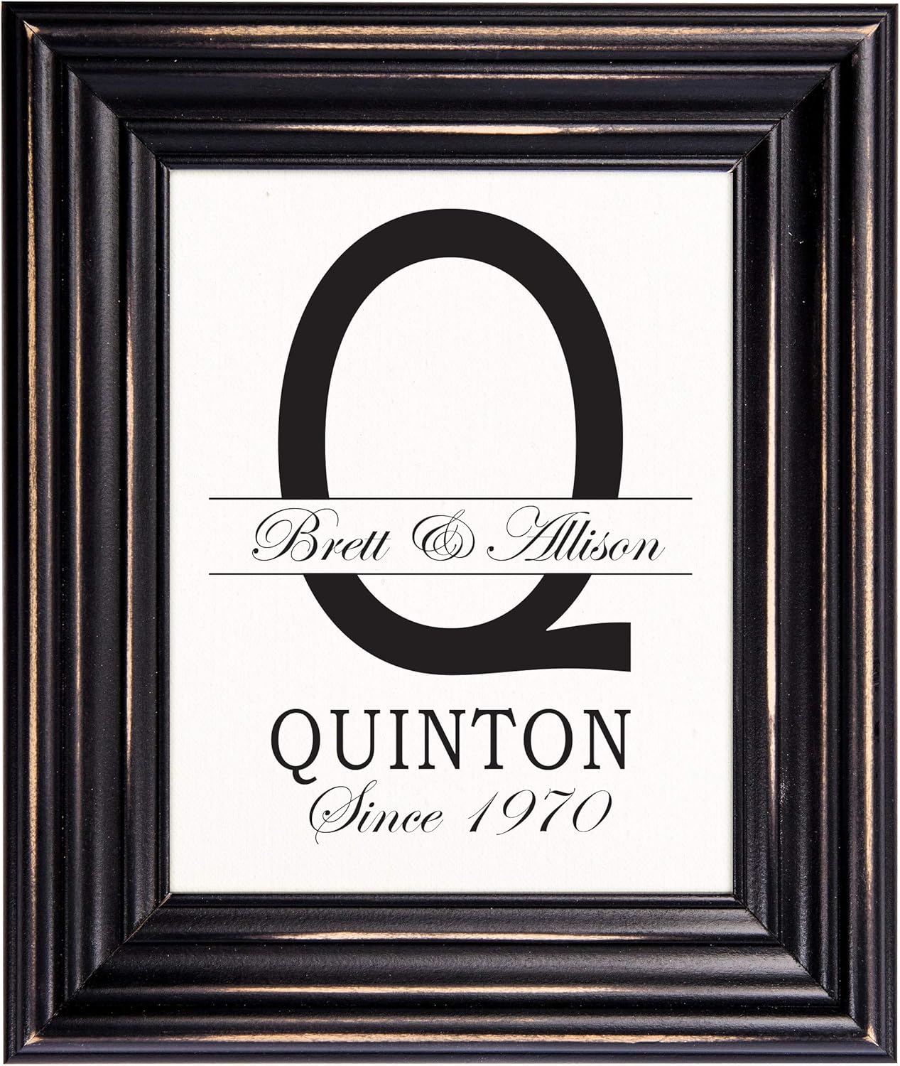 Lifesong Milestones Personalized Wall Hanging Family Monogram Photo Frame “Q” - Established Date Family Name Signs for Home Decor-Family Initial Wall Decoration for living room kitchen 15”x18” (Black)
