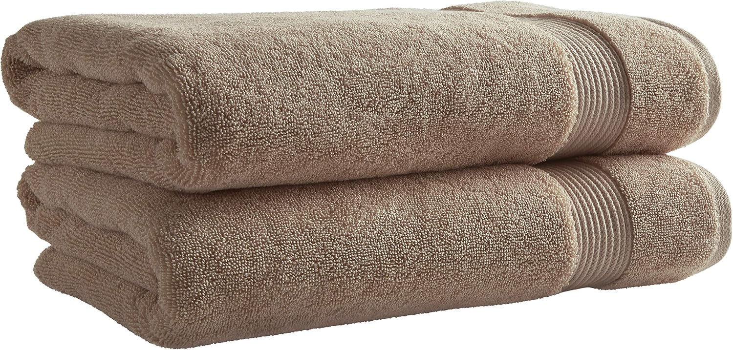 Amazon Brand – Rivet Classic Supima Cotton Bath Towels, Set of 2, Mushroom