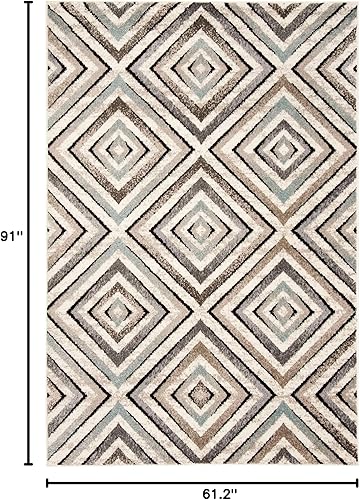 Miniatura 10 de SAFAVIEH Amsterdam Collection - Alfombra de área de 9 x 12 pies, color crema y beige, diseño geométrico de diamante, no desprende pelusa y de fácil