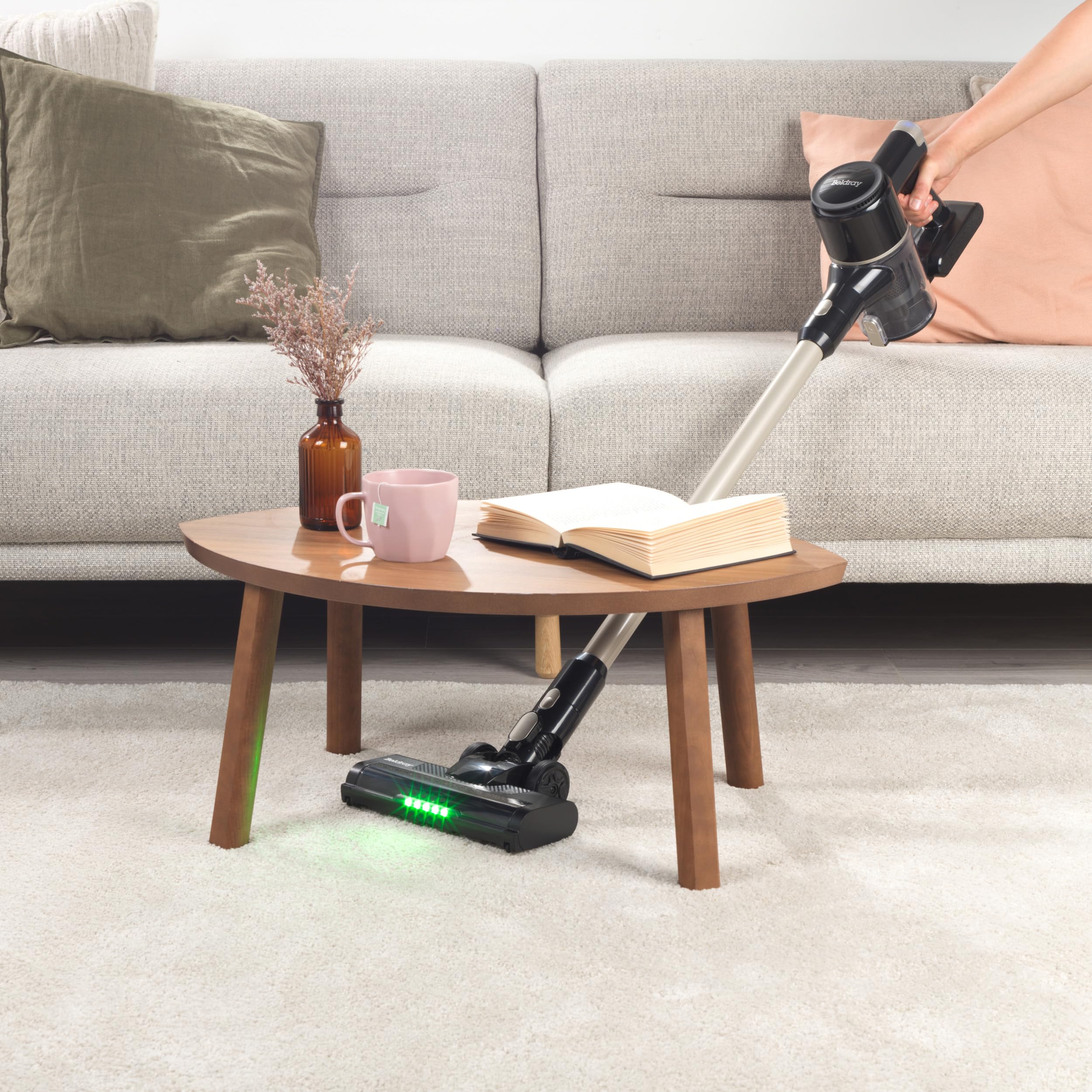Beldray Airvolve Aspirateur Numérique Sans Fil – Technologie LED de Détection de Poussière, Comprend Support Mural & Brosse 2-en-1 pour Crevasses, Batterie 22.2V, 500ml, BEL01981VDE
