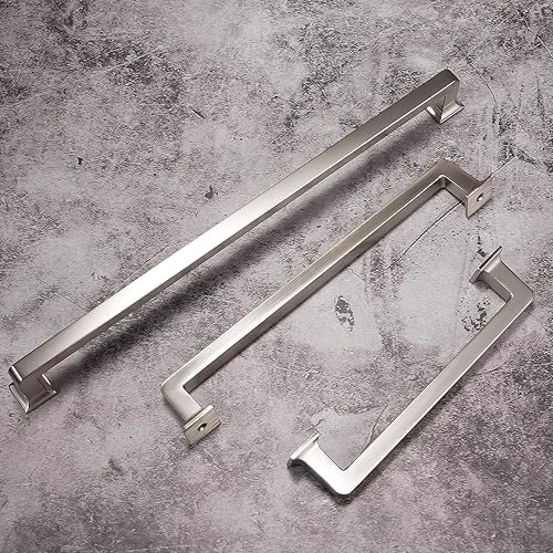 Miniatura 5 de COTYKILEY Paquete de 6 manijas de gabinete de níquel satinado cepillado de 10 pulgadas (10.079 in), tiradores de gabinete de cocina, manijas de