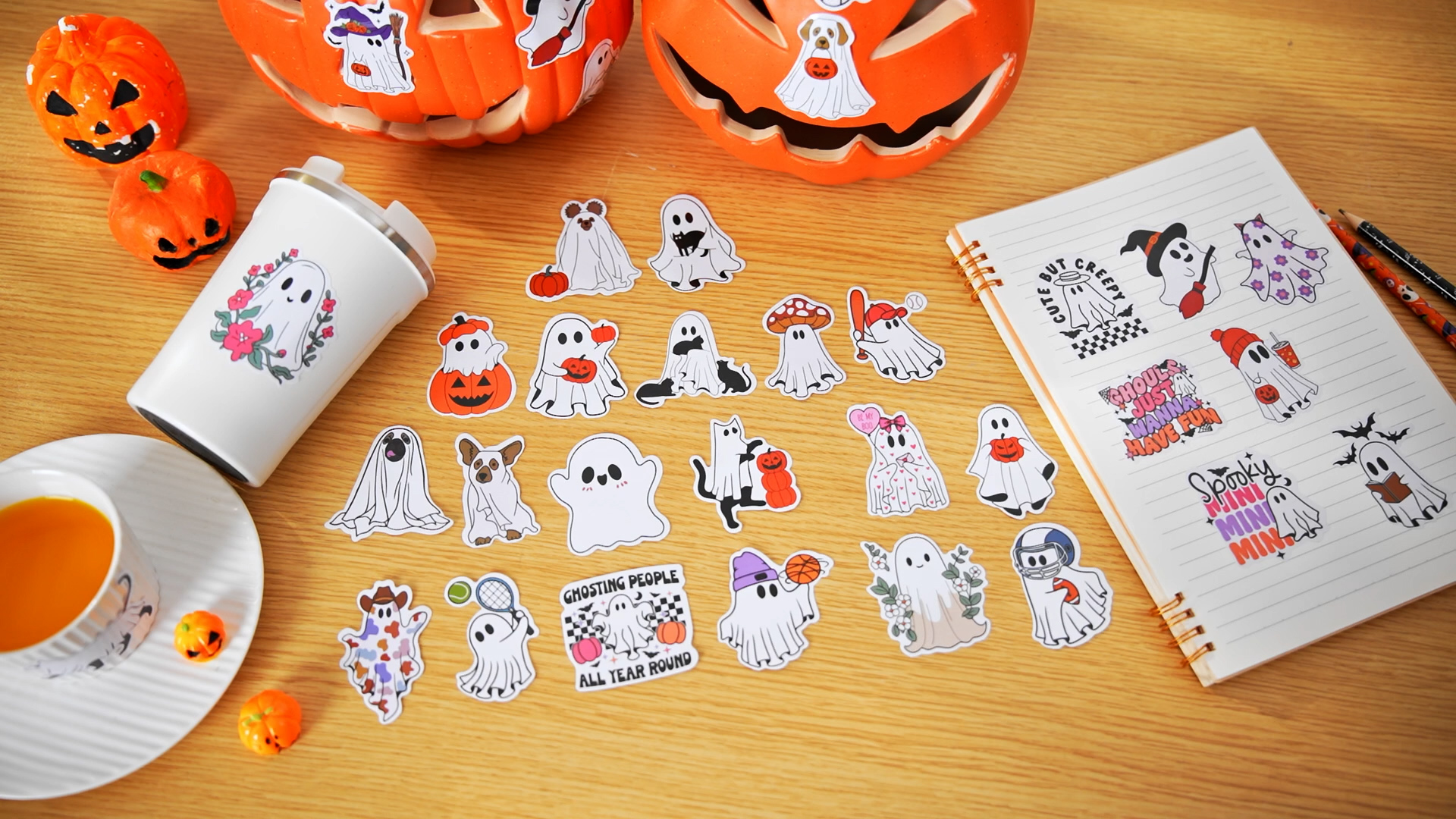 Autocollants Halloween - 106 Stickers Fantômes, Citrouilles, Sorcières Pour Décorer Téléphone, Laptop, Guitare - 14