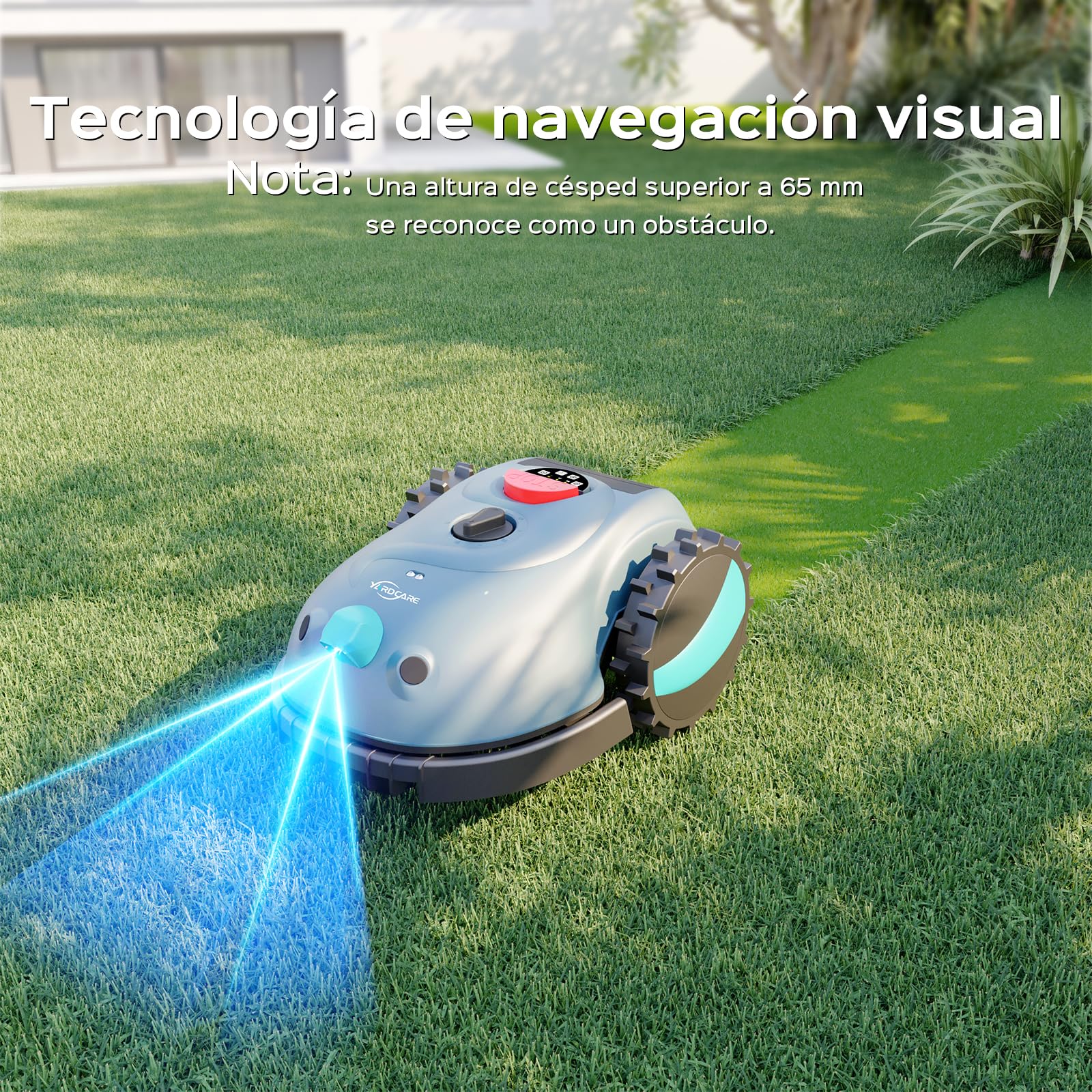 YARDCARE V100 Robot Cortacesped Electrico con Navegación por Visión, Detección de 150 Obstáculos, Robot Cortacésped Bateria hasta 150 m², Robot Cortacesped con Cuchillas de Repuesto