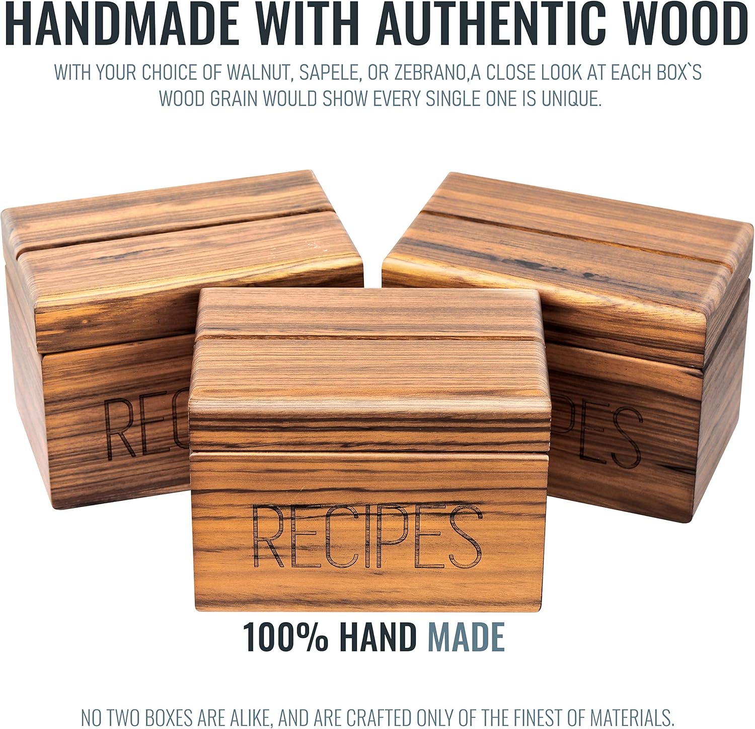 Apace Living Recipe Box with 50 Recipe Cards and Dividers - Vintage Style Sapele Wood 4x6 Recipe Holder Card Box - Exclusively from the Premier Collection - Fits 240 Cards