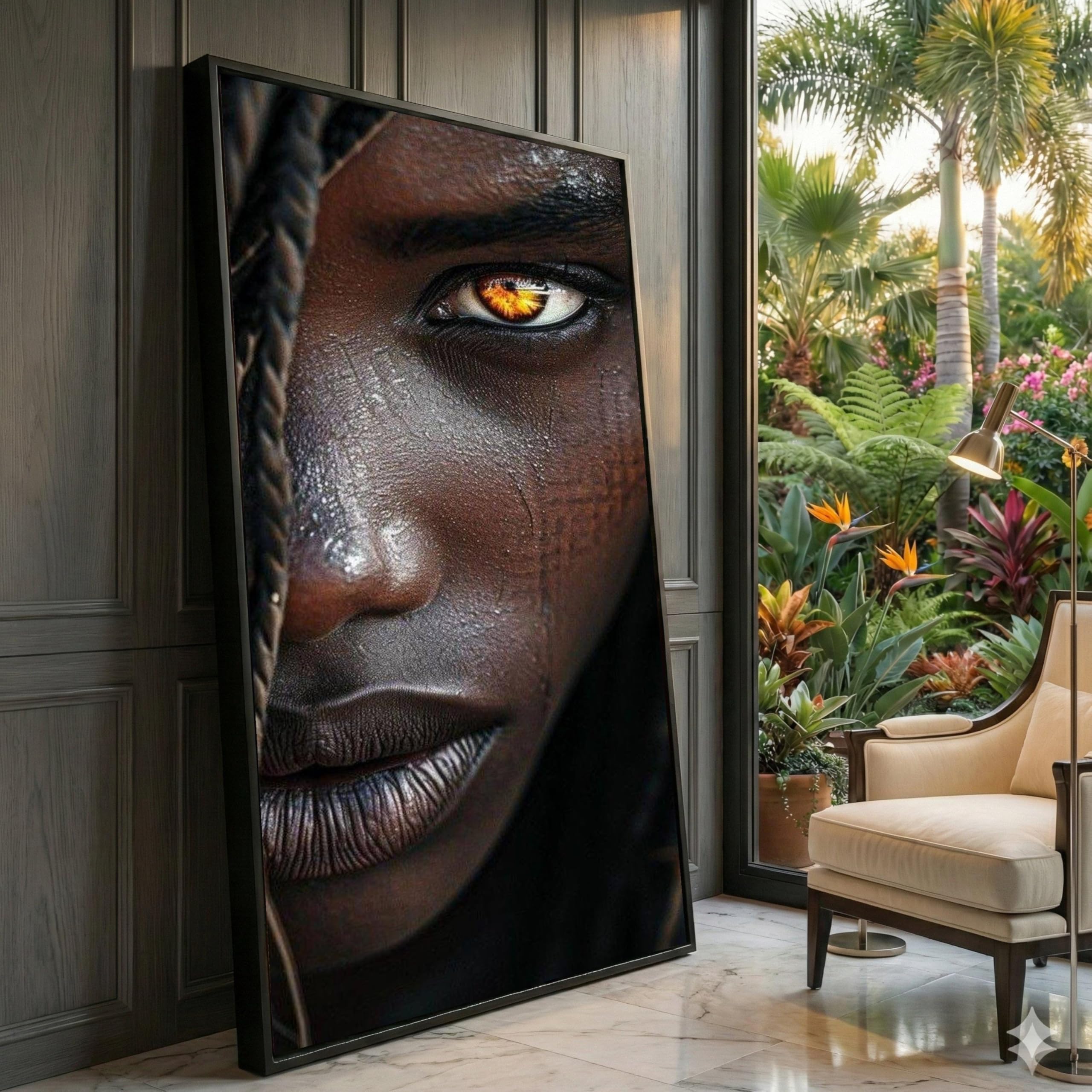 Toile portrait œil intense 60x105 cm | Art mural moderne salon - 8