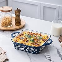 Vista 5 de Wisenvoy 8x8 Baking Pan Brownie Pan Casserole Dish Ceramic Baking Dish Square Casserole Dishes For Oven Blue