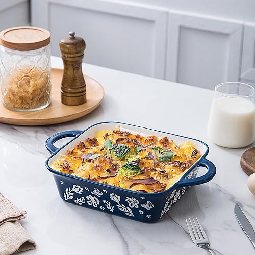 Miniatura 5 de Wisenvoy 8x8 Baking Pan Brownie Pan Casserole Dish Ceramic Baking Dish Square Casserole Dishes For Oven Blue