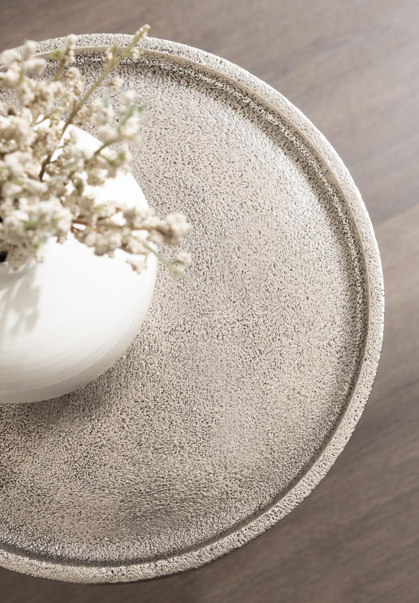Kate and Laurel Rava Modern Metal Round Drink Table, 10 x 10 x 21, Antique Nickel, Cast Aluminum Accent Table for Use as Indoor Plant Stand or Living Room Decor Piece