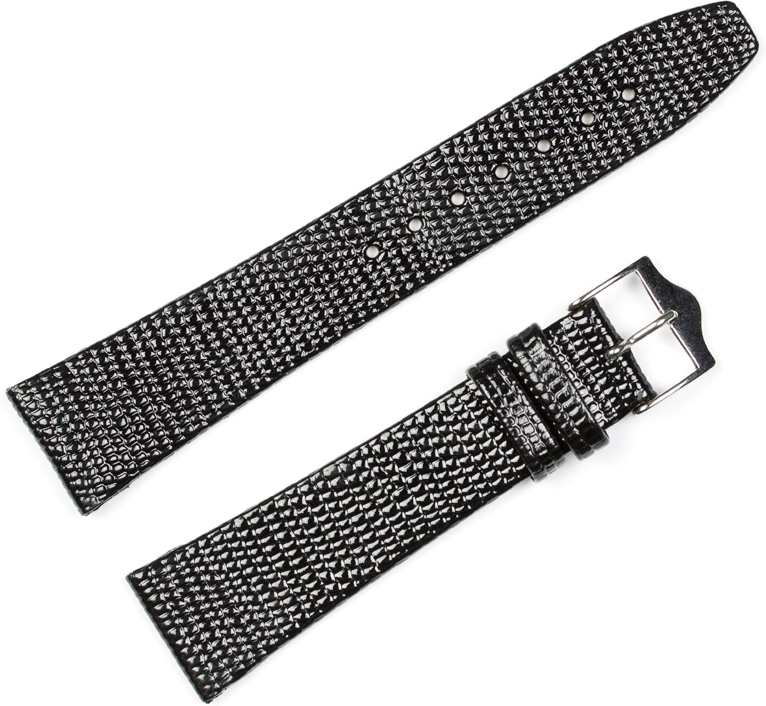 deBeer Lizard Grain Watch band (flat) Black 10mm
