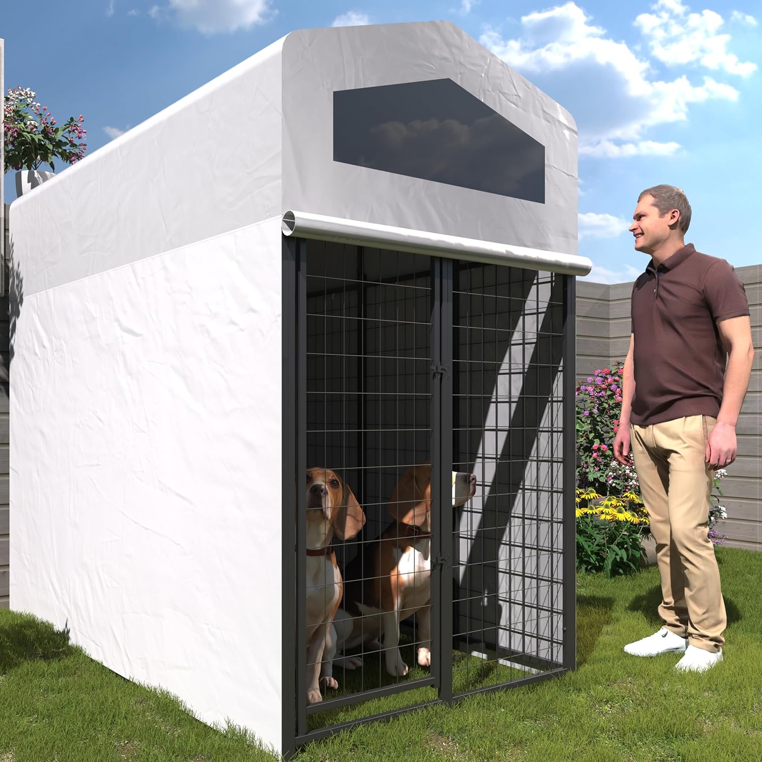 Welfut Large Outdoor Dog Kennel 86" L x45 W x 79" H,Anti