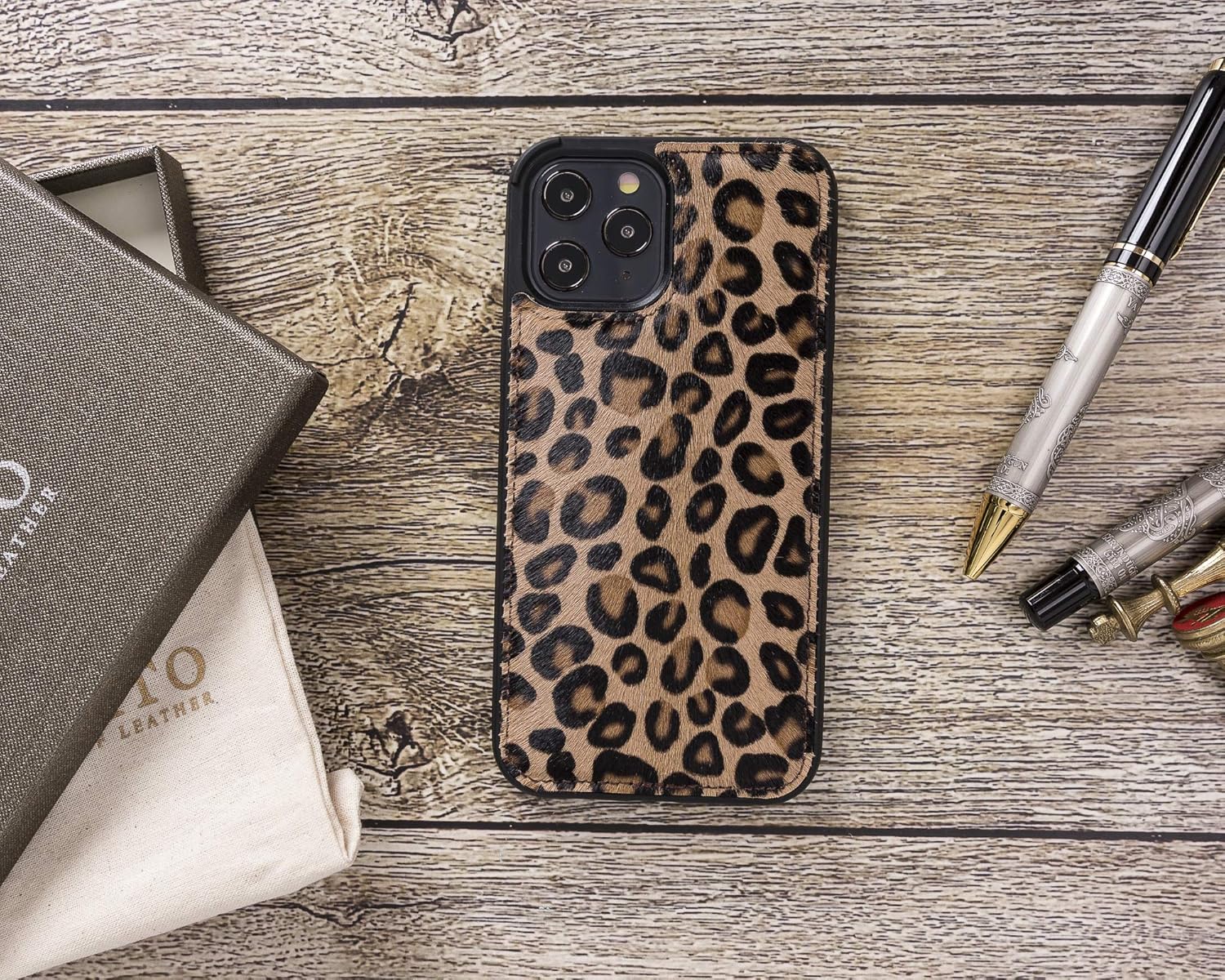 Best Review Venito Lucca Leather Case Compatible with iPhone 12 Pro Max (6.7 inch) – Extra Secure with Padded Back Cover (Furry Leopard)