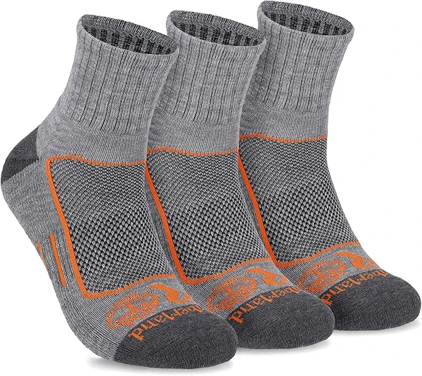 Timberland Pro Premium Mens Work Socks, Quarter Socks, Moisture Wicking Technology Mens Socks, Arch Support, Cushioned Footbed, Mesh Venting (Size 7-12; Multiple Colors; 3 Pairs)