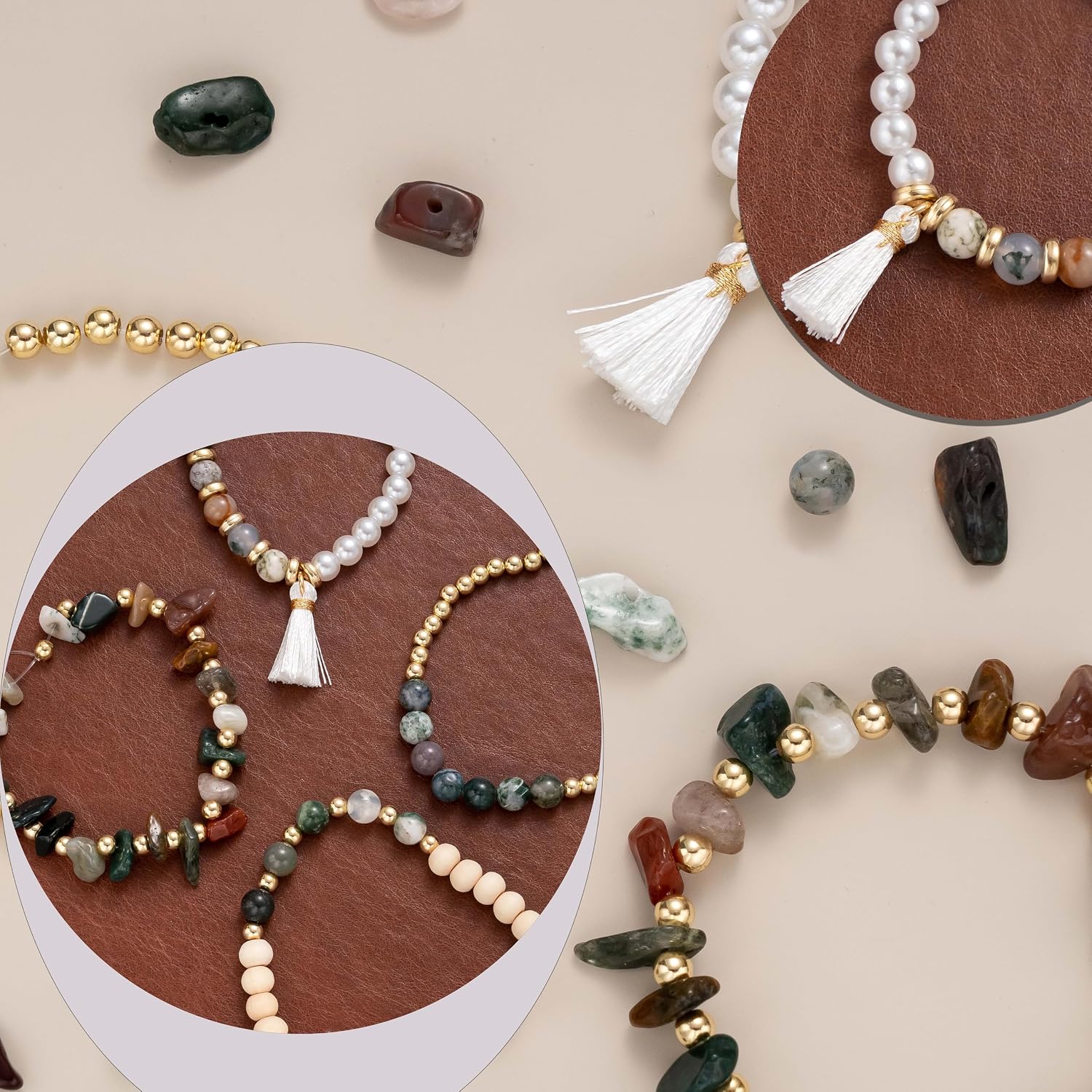 Xylise Jewelry Making Supplies Kit Natural Stone Beads for Irregular Natural Stone with for DIY Craft Bracelet Necklace Earrings for Adults(Agate)