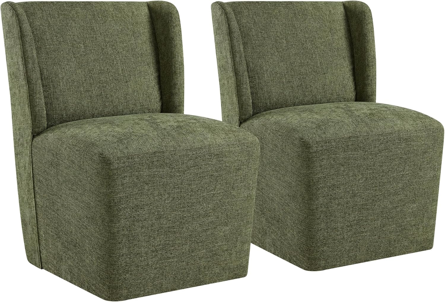 KISLOT Dining Chairs with Casters Require Assembly Upholstered Wingback Single Sofa Armless Deskchair for Bedroom Waiting Room Kitchen Diningroom