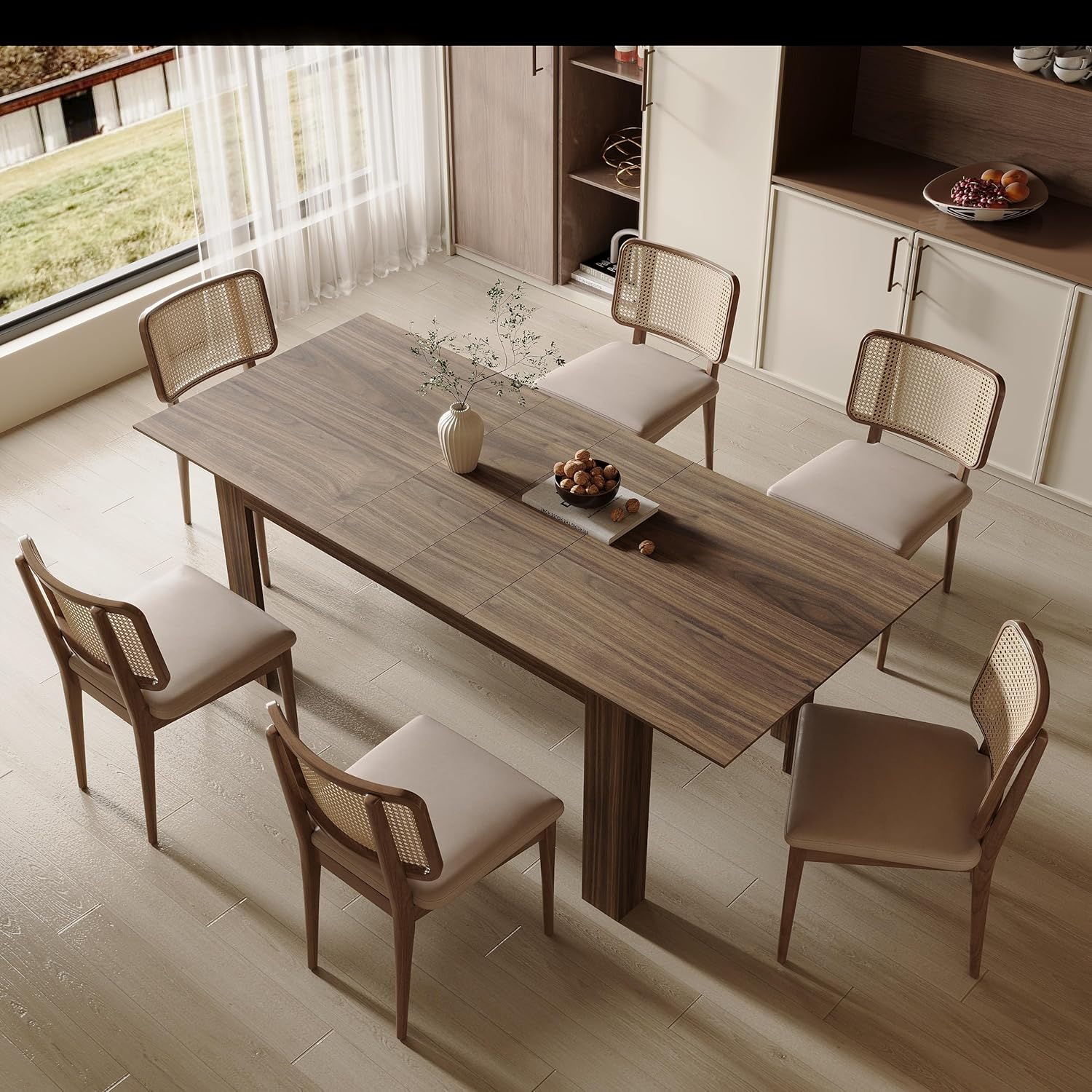 JassmiPkwy Expandable Dining Table for 6 8 People