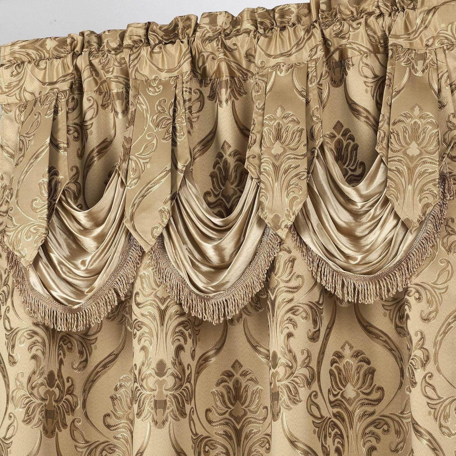 All American Collection New 4 Piece Drape Set with Attached Valance and Sheer with 2 Tie Backs Included (84" Length, Burgundy)