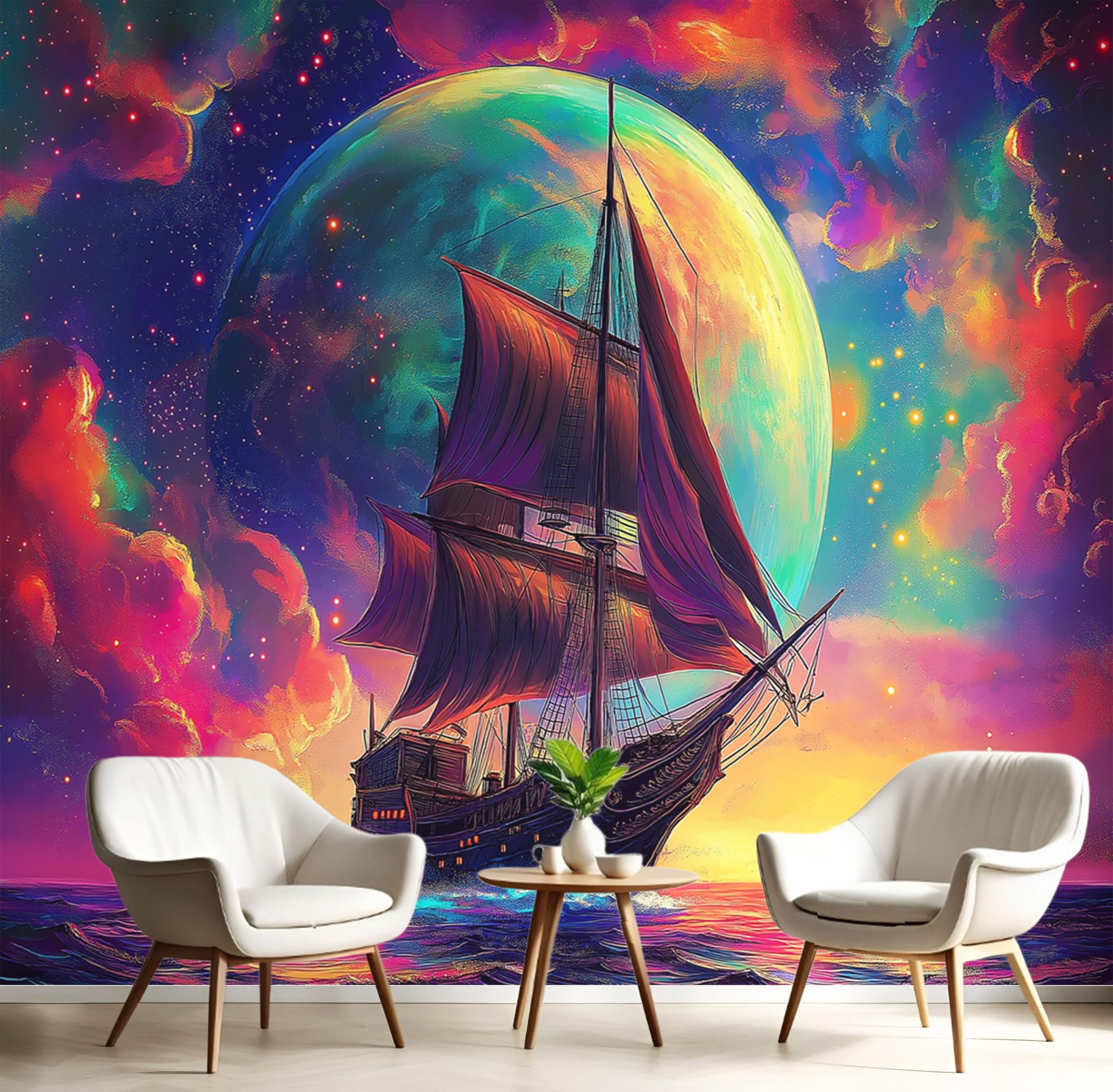Papier peint paysage de dessin animé panoramique chambre tv mur salon 350x256cm