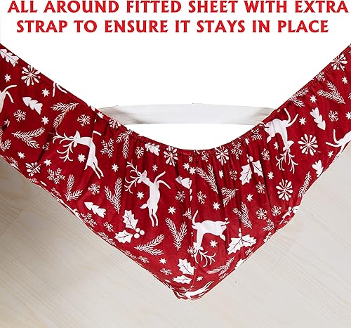 Miniatura 4 de Elegant Comfort Sábanas suaves de lujo con patrón navideño 1500 microfibra de calidad hotelera de alta calidad, suave, resistente a las arrugas y a