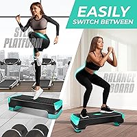 Vista 5 de Yes4All Plataforma de Step Aeróbico Ajustable 2 en 1 Stepper para Ejercicios de Fitness con Patas de Tabla de Equilibrio Basculante