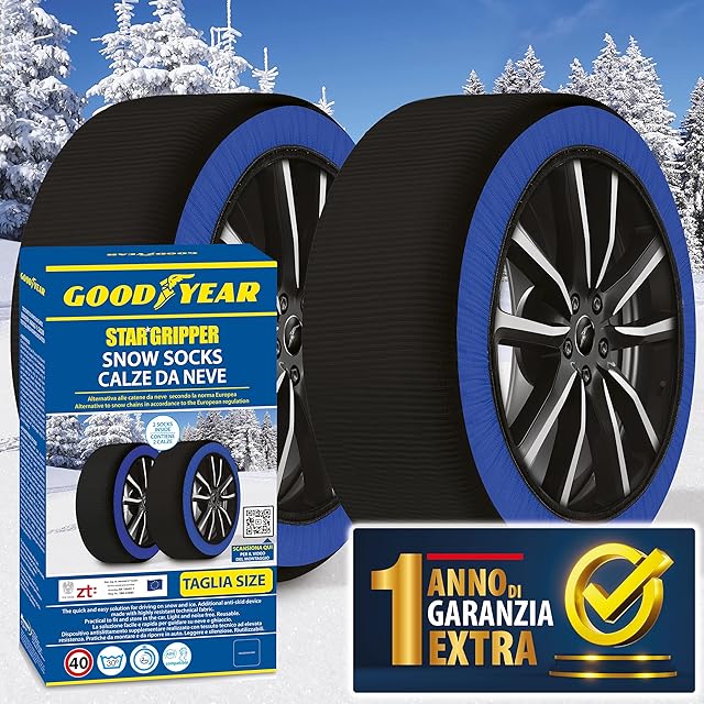 Skarpety śnieżne GoodYear Star Gripper Homologowane Włochy EN 16662-1:2020 dwa łańcuchy śnieżne z tkaniny samochodowej. XL