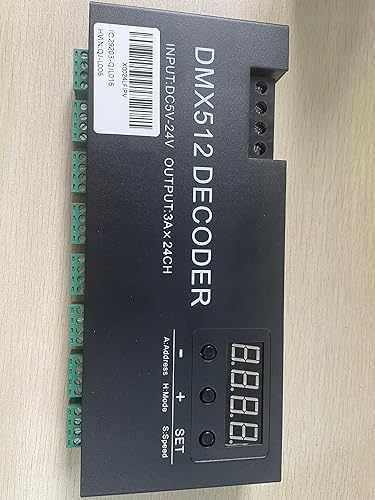 Miniatura 8 de AZIMOM Controlador de decodificador DMX de 24 canales con pantalla digital DC5V-24V 3ACH RGB DMX512 controlador led cinta tira de luz decodificador