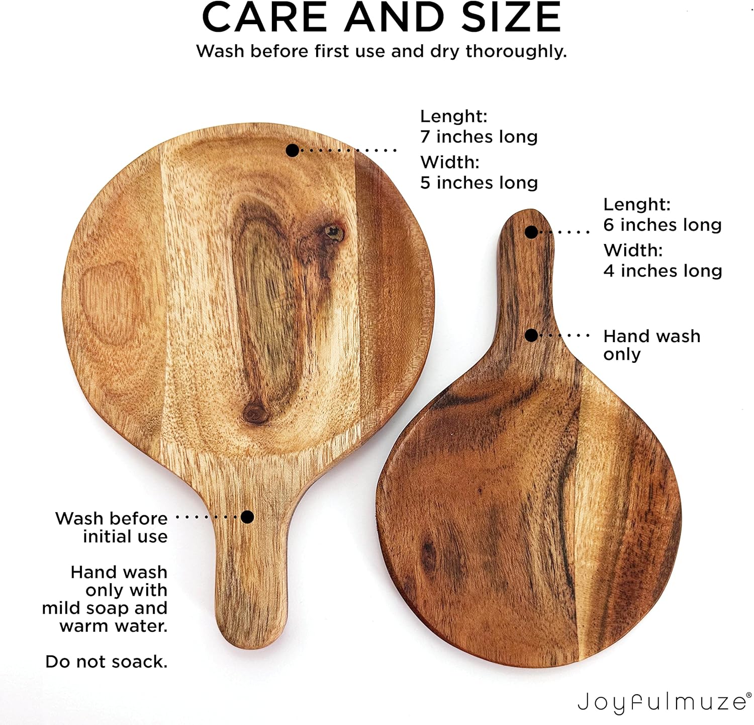 2PCS Acadia Wooden Serving Spoons, Natural Handcrafted Scoops For Grain, Small and Large Round Cooking Paddle, Multipurpose Spoon For Kitchen Home Decor