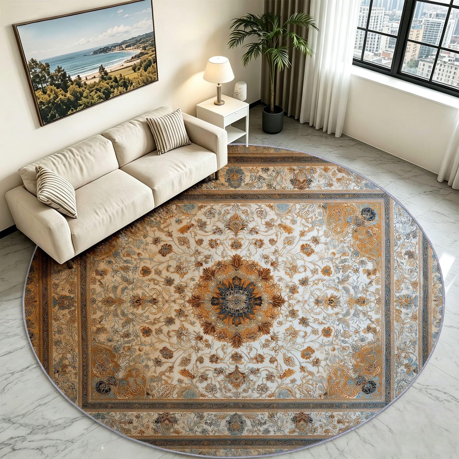 Traditional Oriental - Tappeto rotondo, 180 cm, lavabile in lavatrice