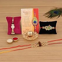 Collectible India Brass Crystal Diya Oil Lamp with Rakhi Gift Combo Set – Rakhi