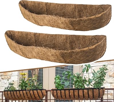 Premium Coco Liners for Planters - 2pcs 48 Inch Trough Planter Liners- 100% Natural Coconut Fiber for Window Boxes, Wall Planters, and Outdoor Planters