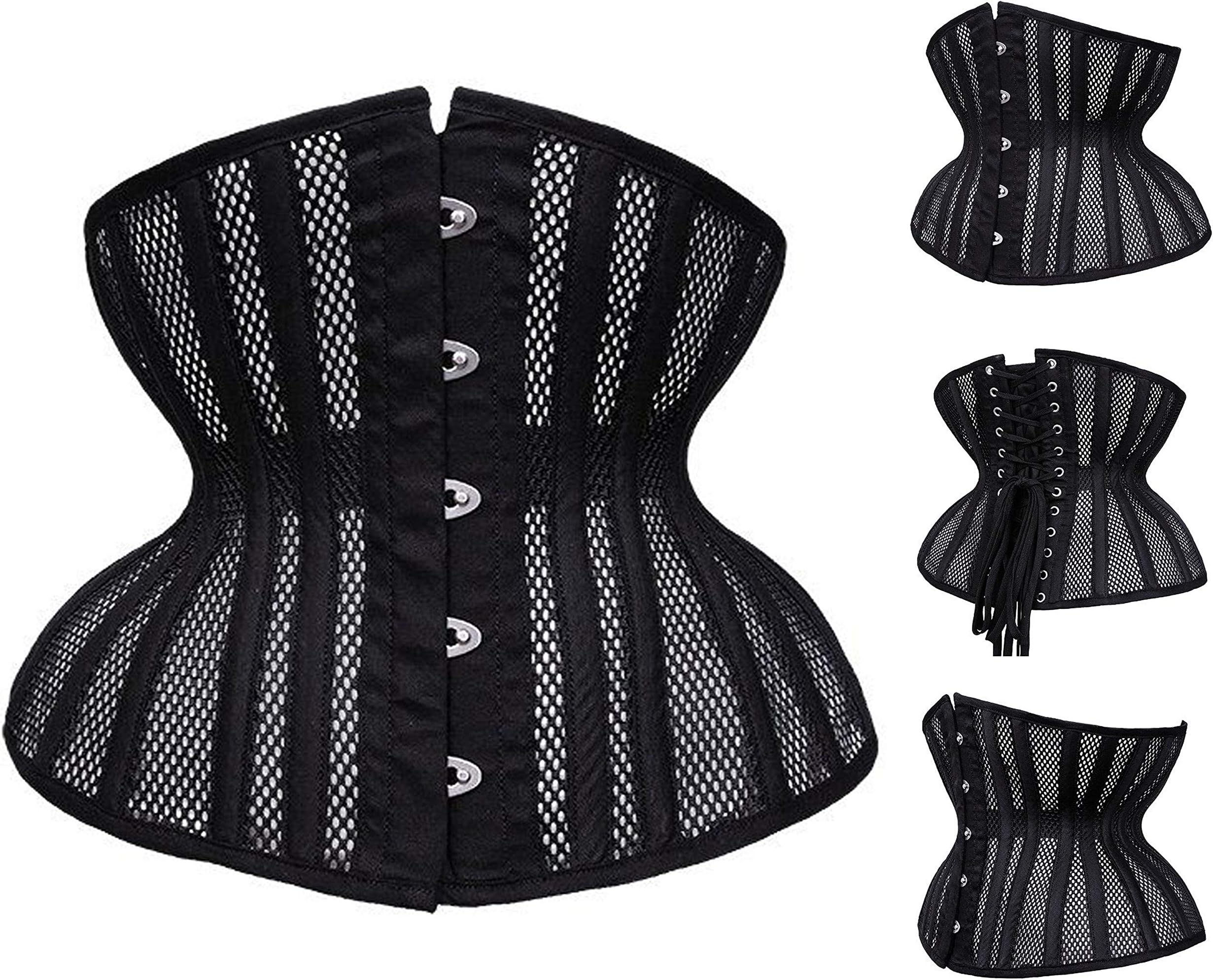 Faneca FashionMesh Corset for Women Underbust Waist Trainer Shaper Steel Boned Bustier Corset