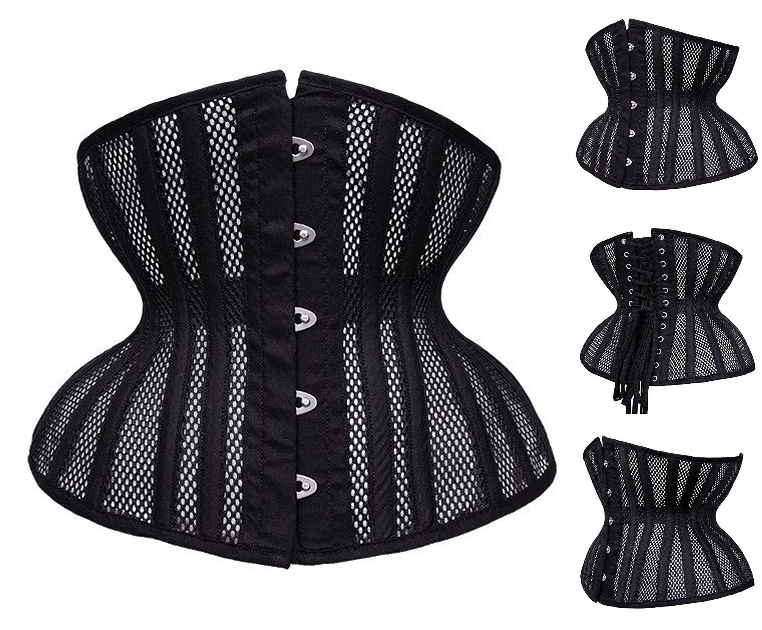 Faneca FashionMesh Corset for Women Underbust Waist Trainer Shaper Steel Boned Bustier Corset