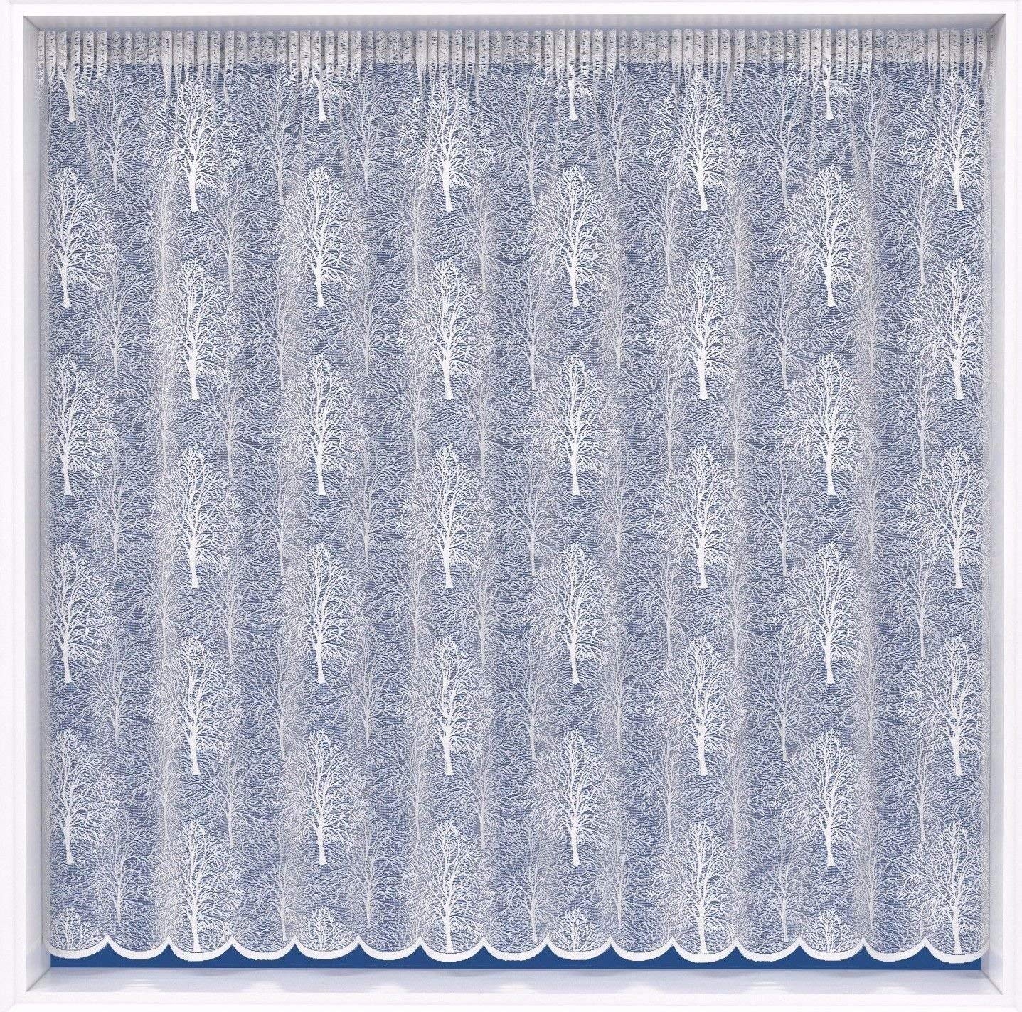 Maple Textiles Brilliant White Woodland Trees Net Voile Curtain Sold by the Metre (40" (101cm))