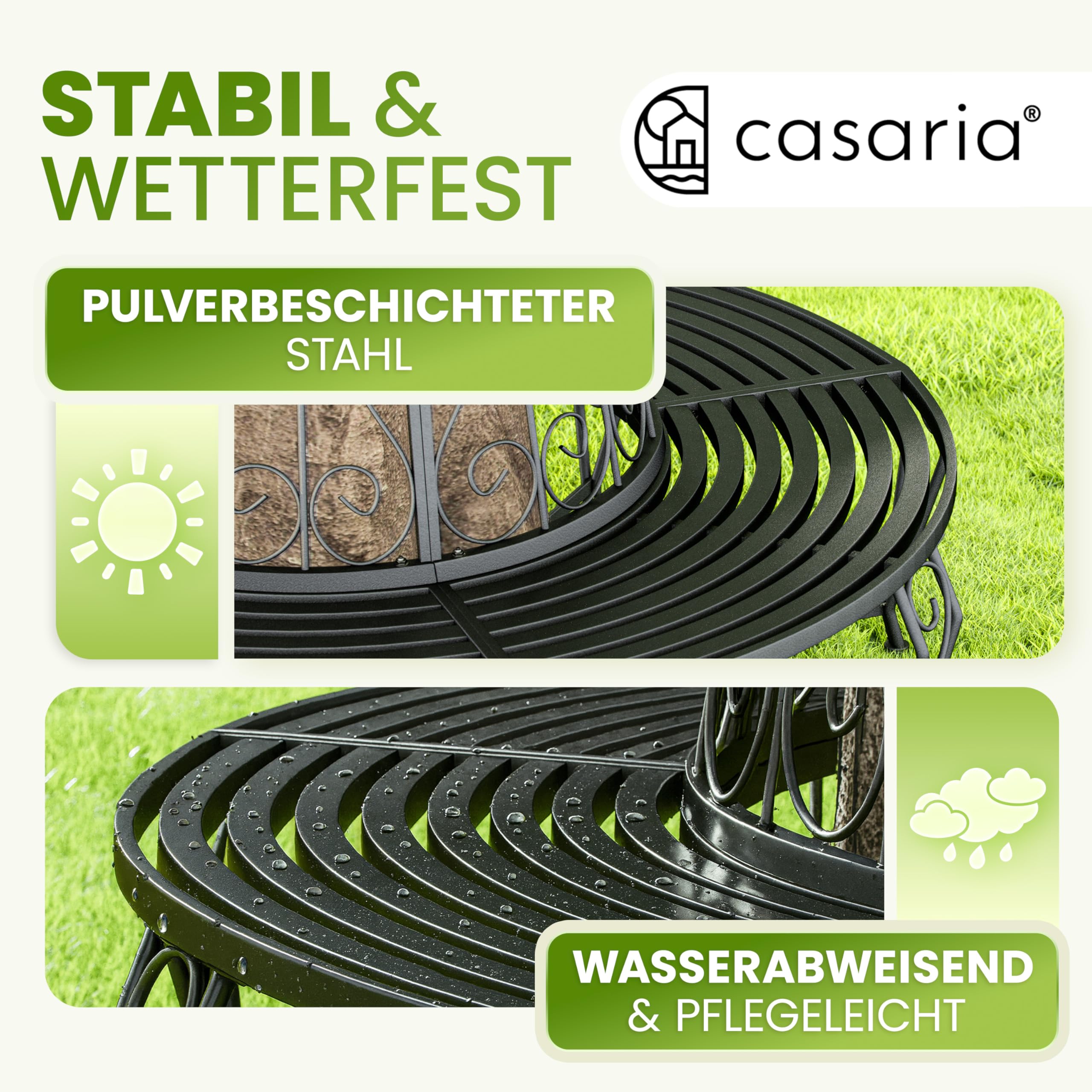 Casaria® Gartenbank Sitzbank Ø160cm Metall Pulverbeschichtet Wetterfest 320kg Belastbar Rundbank Fußschutz Garten Baum Bank Vintage Schwarz