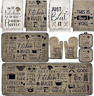 10 Pcs Attractive Style Kitchen Dish Towels Rugs Oven Mitts and Pot Hold...