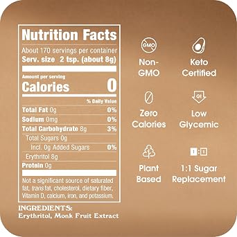 MONK FRUIT IN THE RAW, Golden 48 oz Baker's Bag, Pack of 1, Natural Monk Fruit Sweetener w/Erythritol, Sugar-Free