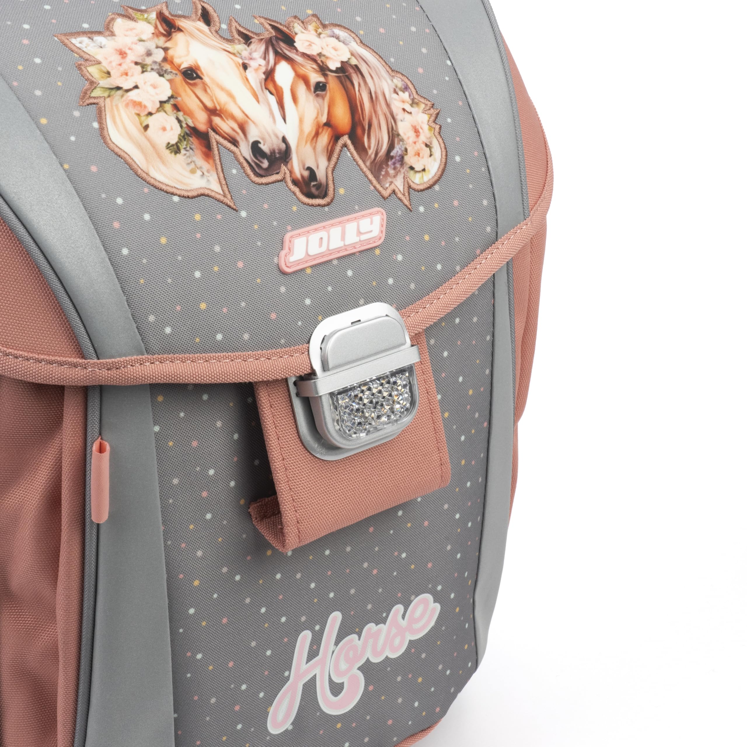 JOLLY Schultaschen Set Classic Horse – Ergonomischer Schulranzen, 46-teiliges Schulset mit Turnbeutel, Federpennal & Zubehör, für Kinder 6–10 Jahre