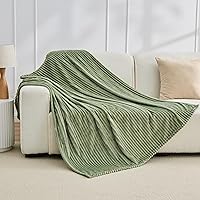 Vista 14 de Bnuitland - Manta de franela marrón con funda de almacenamiento, 300 GSM, manta de sofá súper suave con patrón de rayas de forro polar para bebés