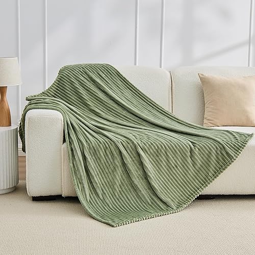 Miniatura 14 de Bnuitland - Manta de franela marrón con funda de almacenamiento, 300 GSM, manta de sofá súper suave con patrón de rayas de forro polar para bebés